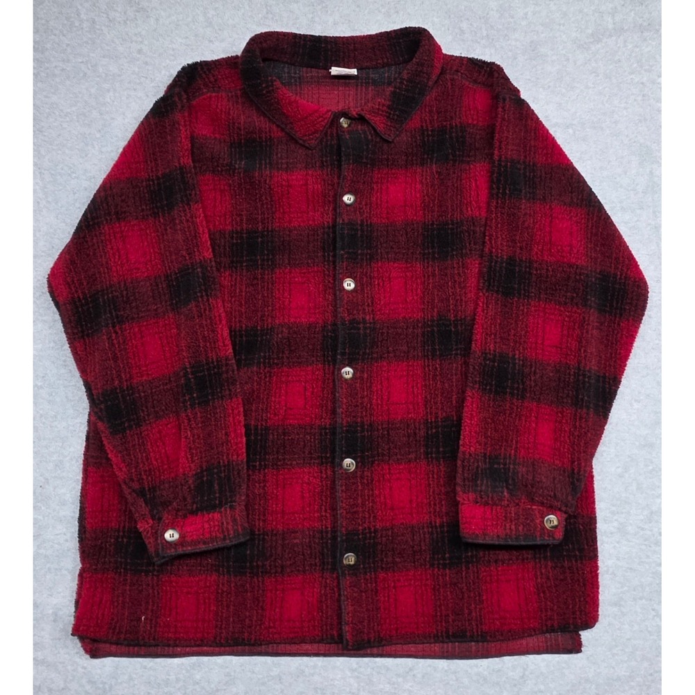 Vintage Antigua Buffalo Plaid Jacket Mens XXL Red Black Blanket Overshirt USA
